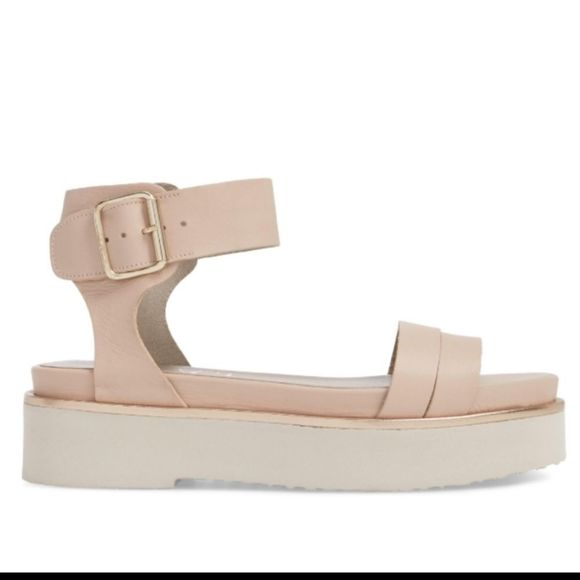Beautiful buttery soft blush pink leather AGL platform sandals sz 37.5 (US 7.5) - Picture 4 of 13